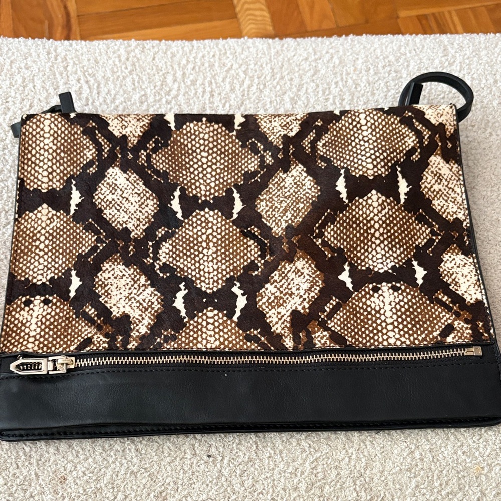 Zara Basic Brown and Black Snake Print Bag